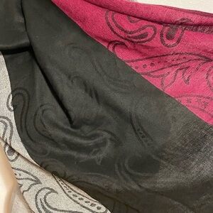 West Loop Pashmina Fringed Black and Pink Paisley Scarf